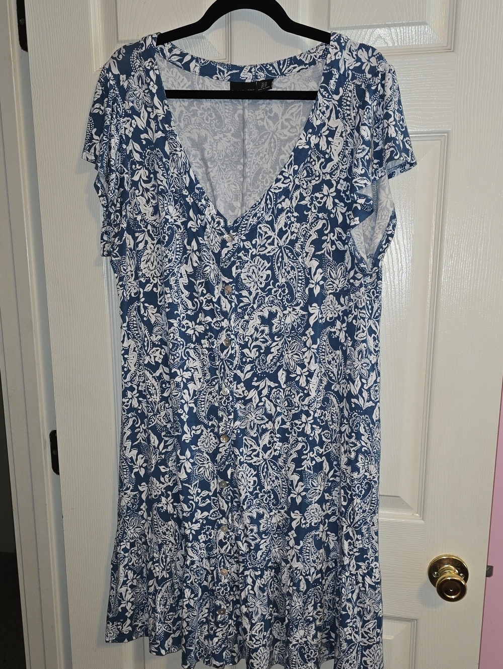 Rachel Zoe Navy and White Floral Wrap-Style Midi Dress